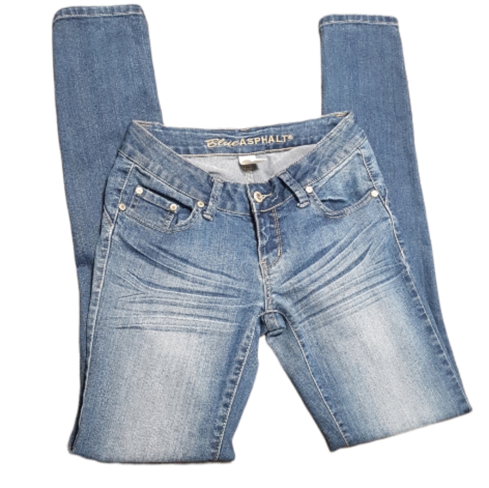 Blue Asphalt- Low- Rise Skinny Jeans